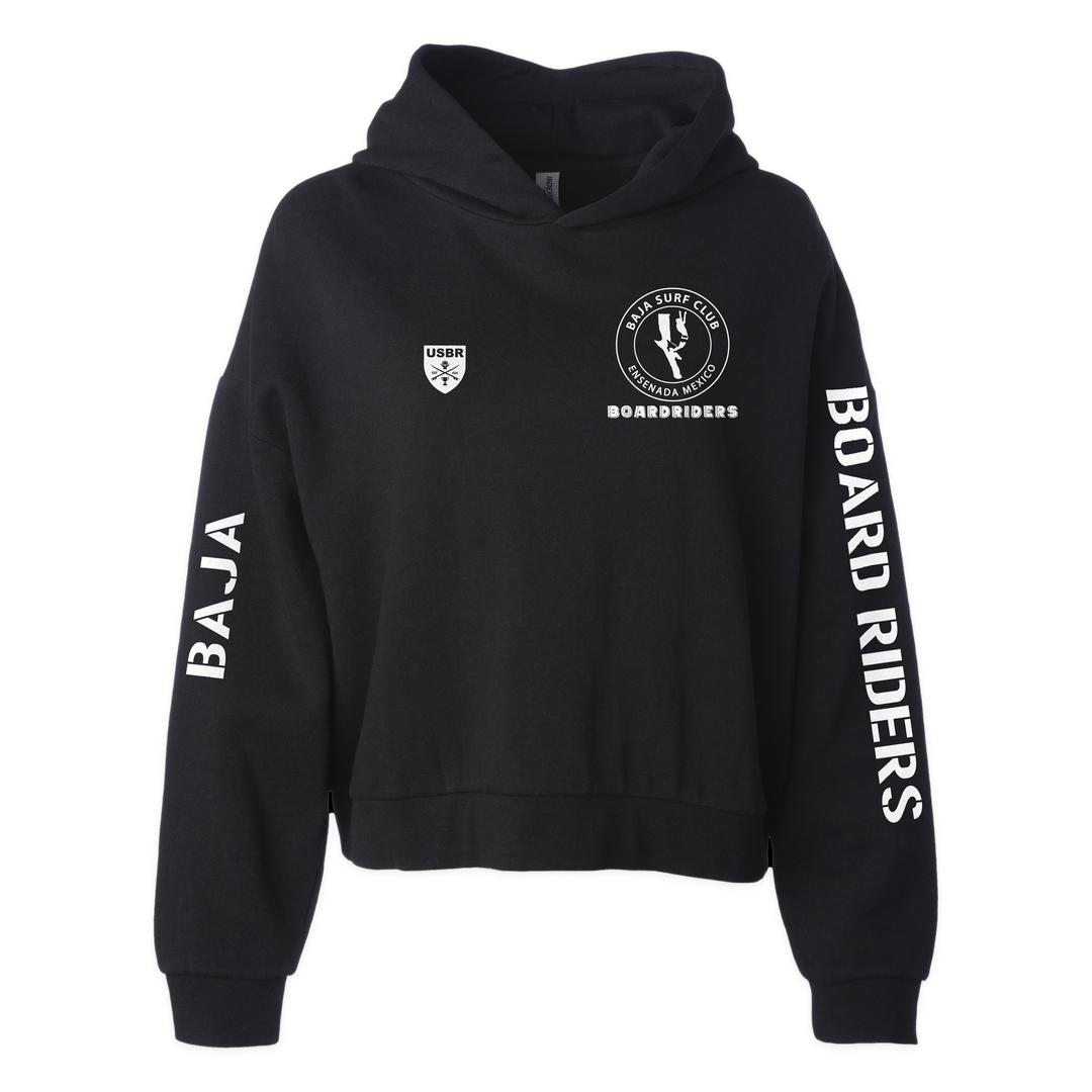 Baja Sideline Cropped Hoodie - Black - front