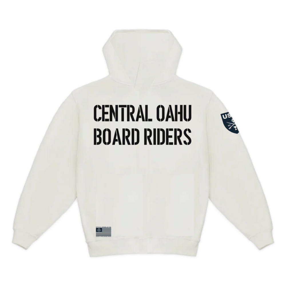Central Oahu Dawn Patrol Zip Hoodie - White - back