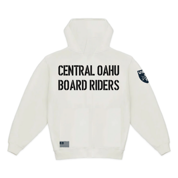Central Oahu Dawn Patrol Zip Hoodie - White - back