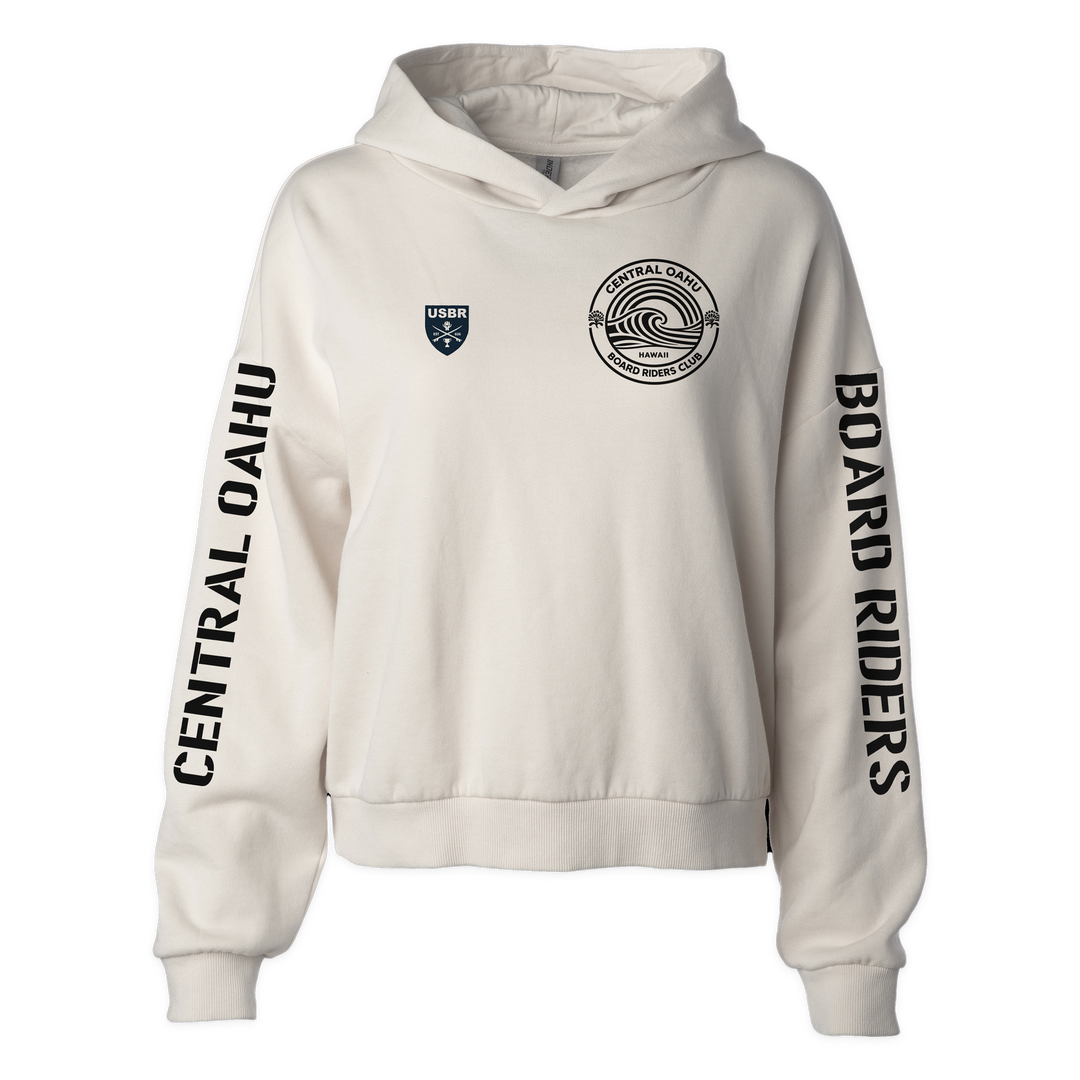 Central Oahu Sideline Cropped Hoodie - Bone - front