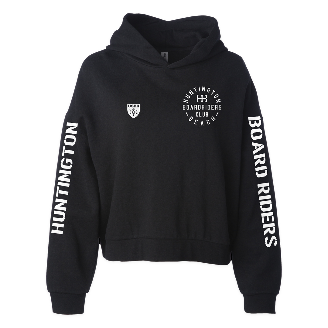 Huntington Sideline Cropped Hoodie - Black - front