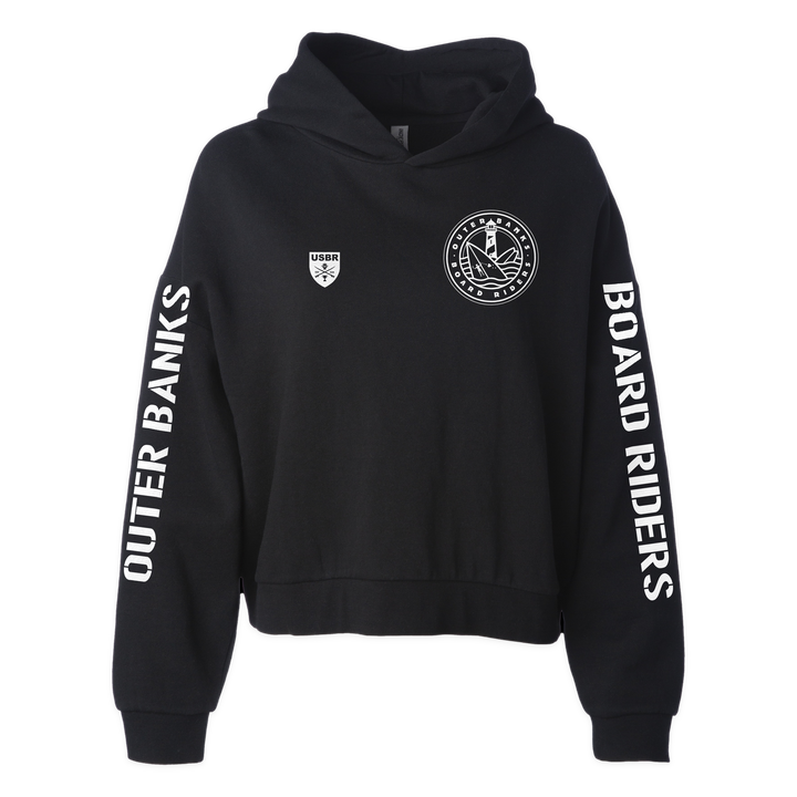 Outer Banks Sideline Cropped Hoodie - Black - front
