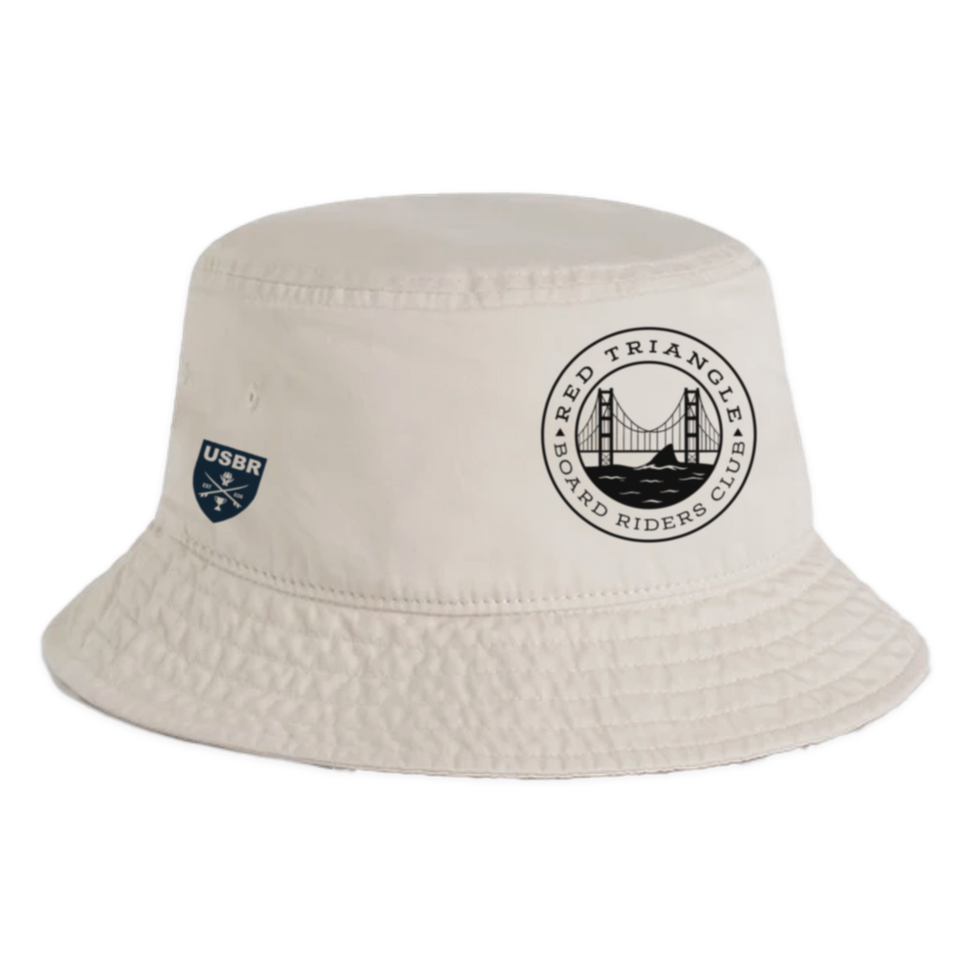 Red Triangle Cotton Bucket Hat - Faded Bone - front