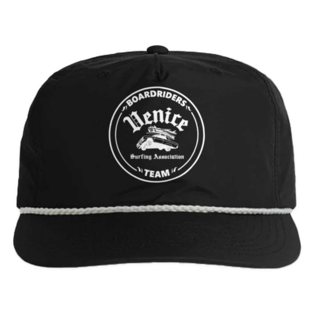 Venice Nylon Surf Rope Cap - Black - front