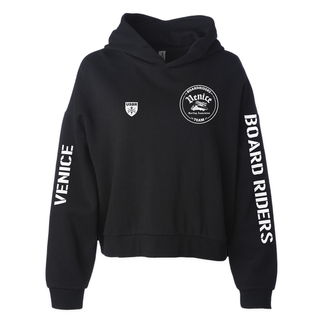 Venice Sideline Cropped Hoodie - Black - front